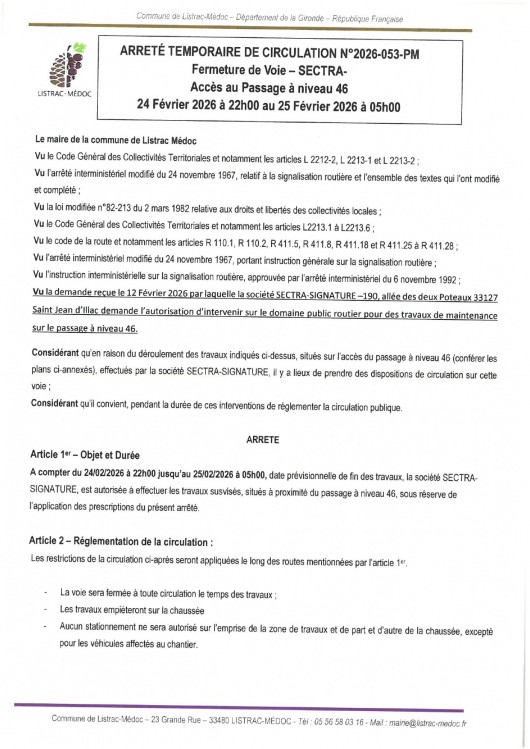 053-  Arrêté numéro 2026-053-PM - Circulation- SECTRA- Accès au Passage à niveau 46_page-0001.jpg